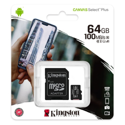 Kingston MicroSDHC  64GB Class 10 100MB/s ...