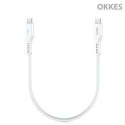 OKKES® Datakabel TYP-C to TYP-C 30cm Wit